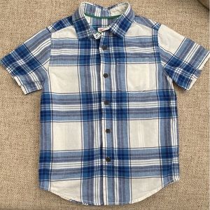 Boys toddler 6/7 year (small) blue and white plaid button up shirt